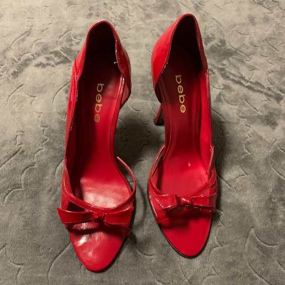 BEBE | Red Roseanna 94064-RED-6 Kitten Heel w/ Bow | 6 - Picture 2 of 13